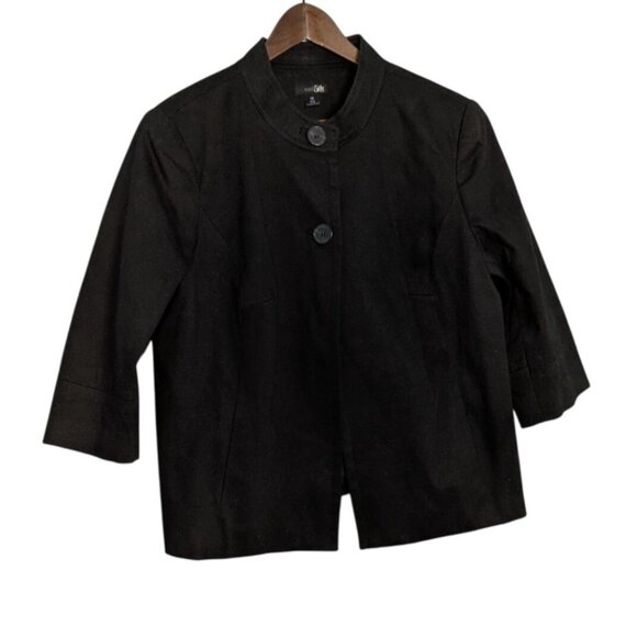 East 5th Womens Black Jacket Size 1X Button-Front 3/4 Sleeves Textured Finish - Picture 10 of 16